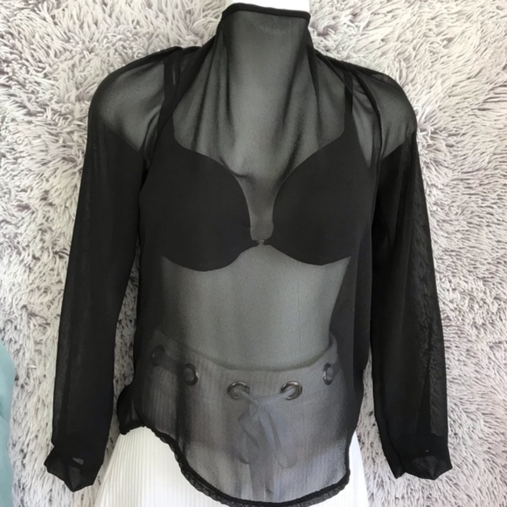 3/$15 Sheer long-sleeve Top High Neck S NEW Club